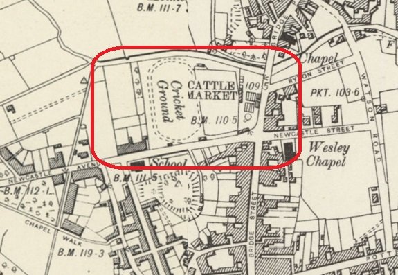 Worksop - Cricket and Football ground : Map credit National Library of Scotland